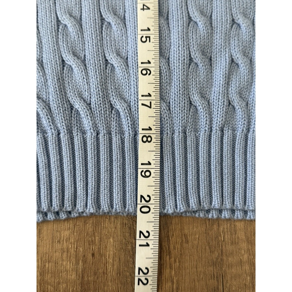 VTG Polo Ralph Lauren Sport Cable Knit Crew Neck Sweater XL/160 Blue Orange Pony - Picture 10 of 10